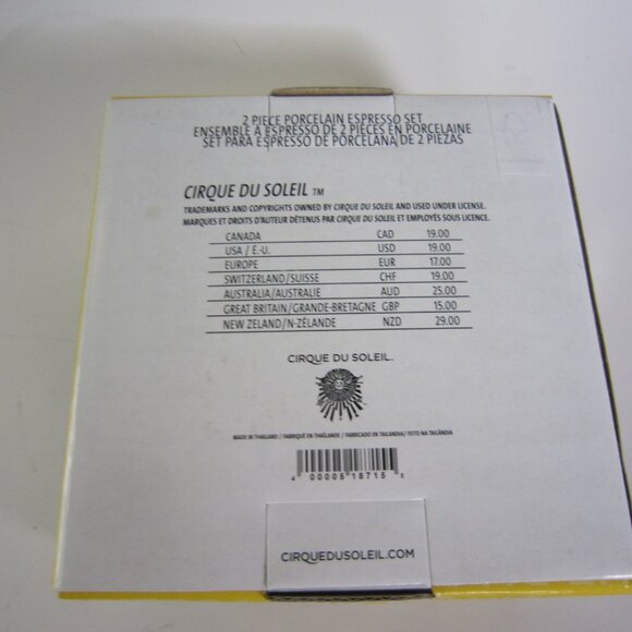 Cirque Du Soleil 2 Piece Espresso Set - Porcelain - Cup & Saucer - New Open Box - Picture 4 of 8